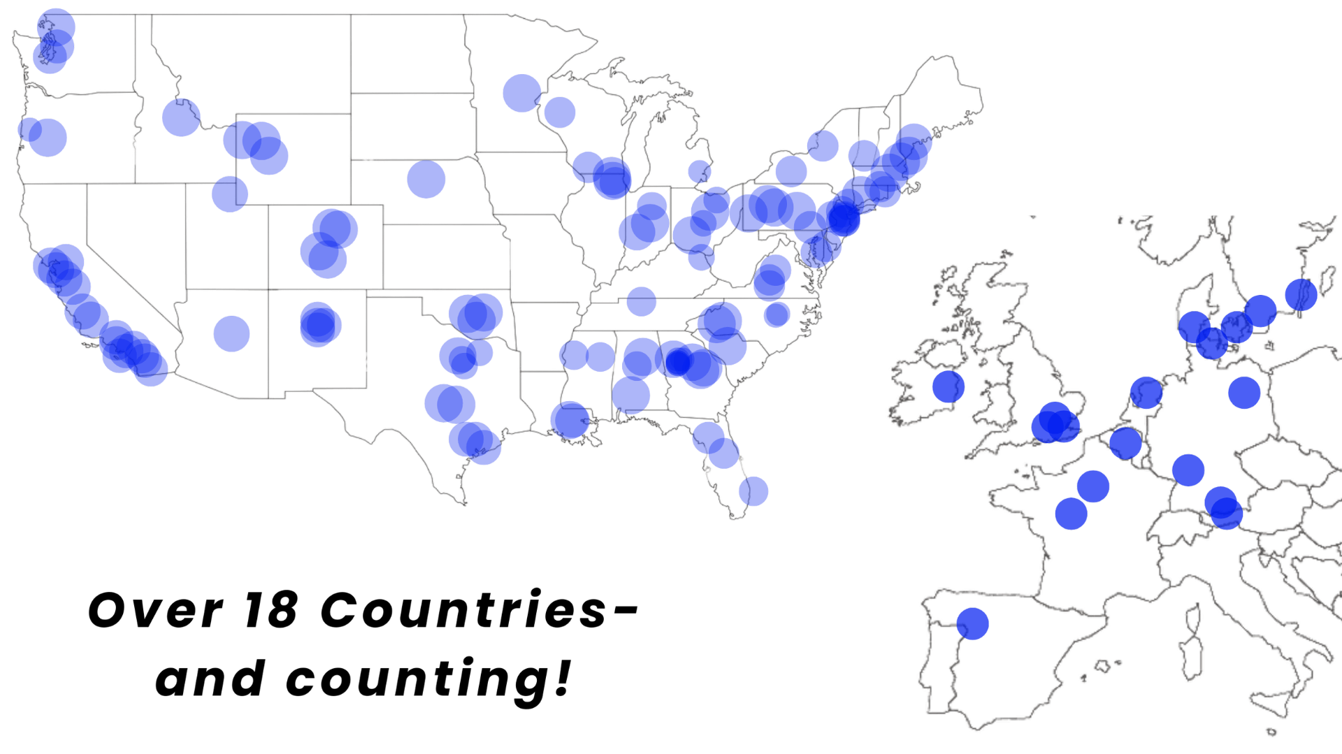 World map showing singer clients across North America, Europe, and beyond